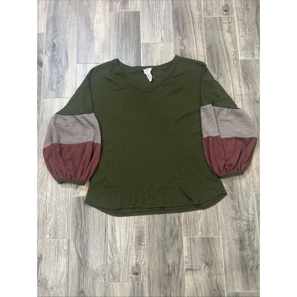 BiBi Womens Waffle Knit Sweater XL Oversized Lightweight Soft Boho Hippie